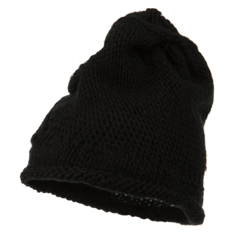 Women's Flower Accent Button Beanie