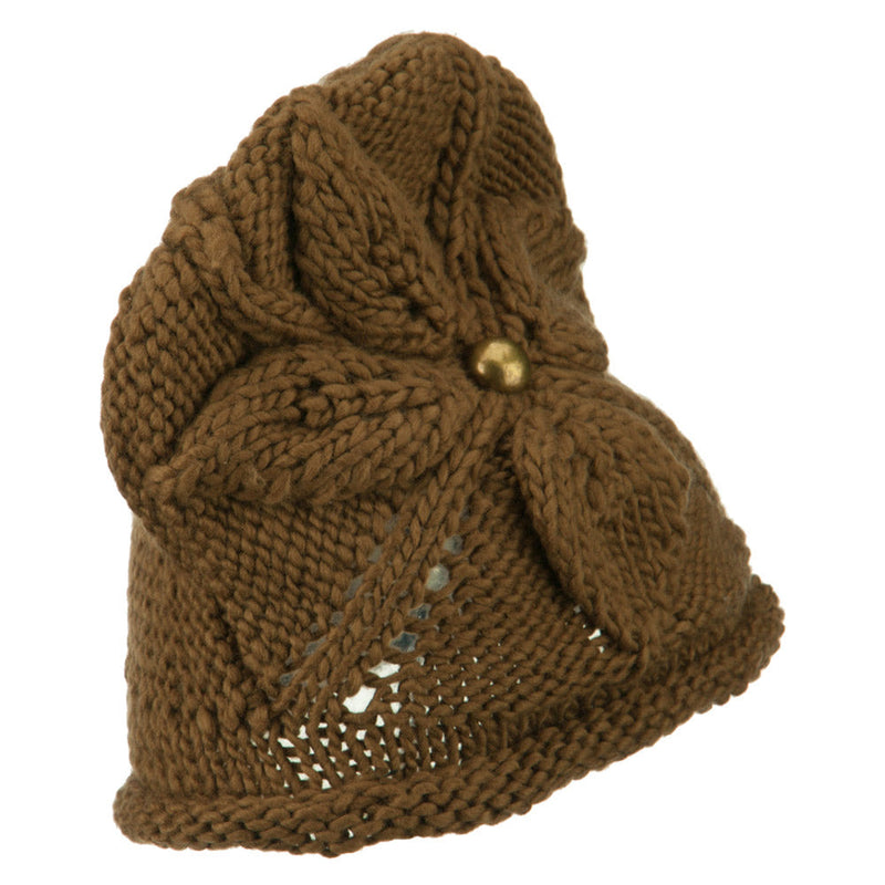 Women's Flower Accent Button Beanie