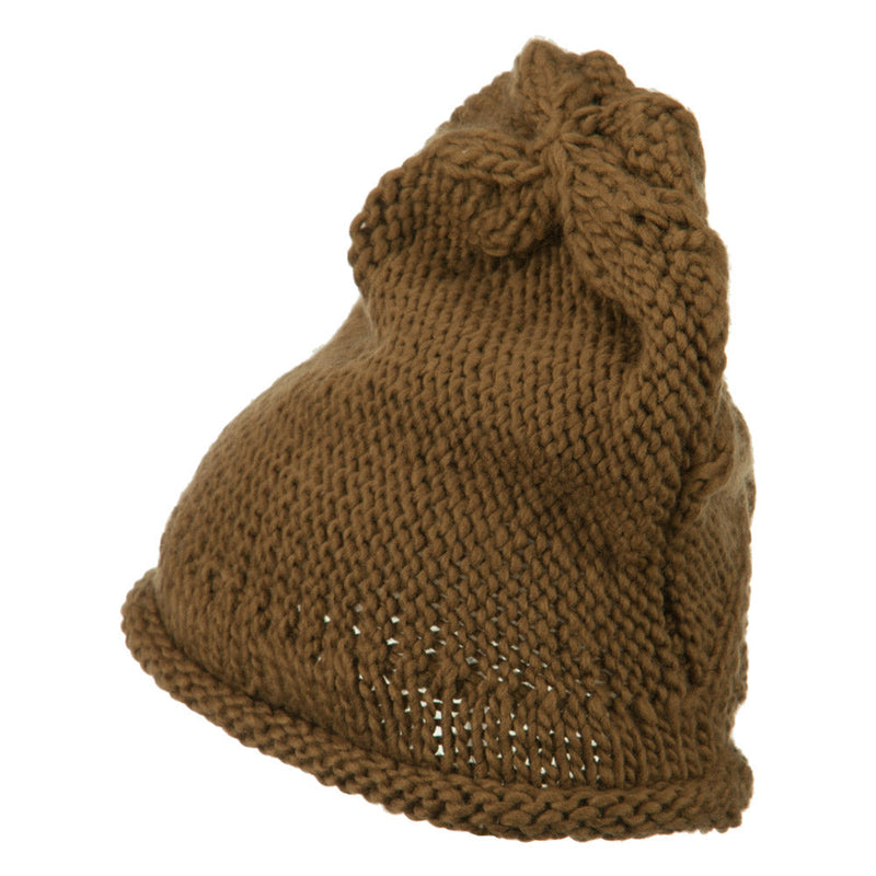 Women's Flower Accent Button Beanie