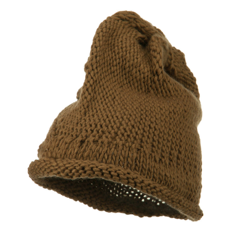 Women's Flower Accent Button Beanie