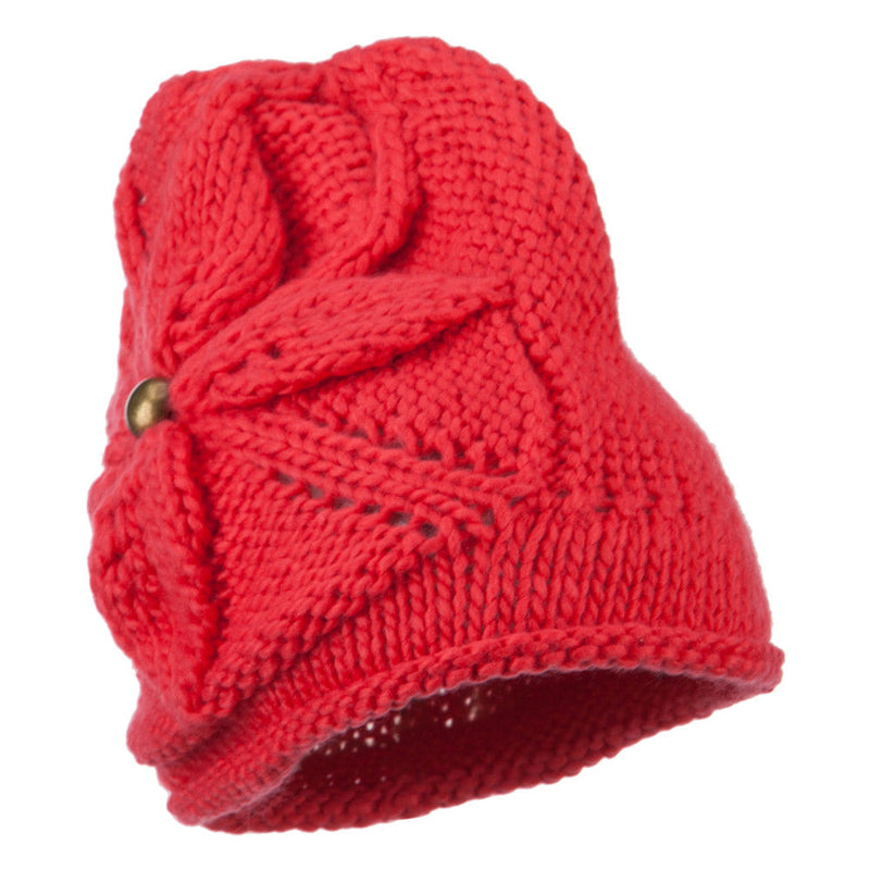 Women's Flower Accent Button Beanie