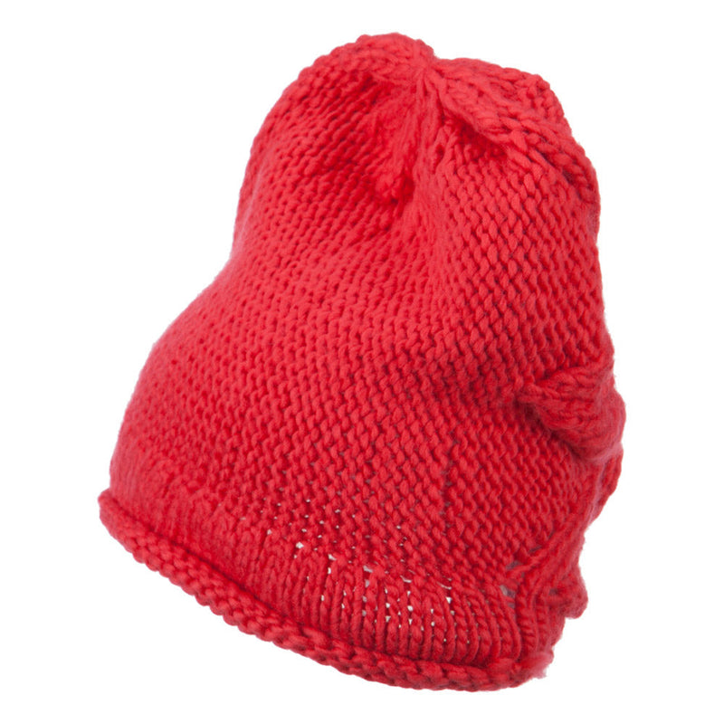 Women's Flower Accent Button Beanie