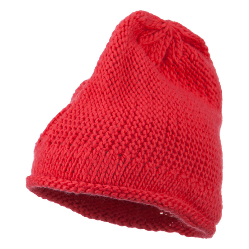 Women's Flower Accent Button Beanie