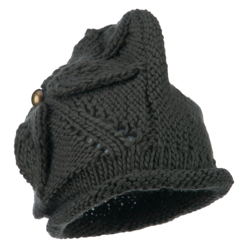 Women's Flower Accent Button Beanie