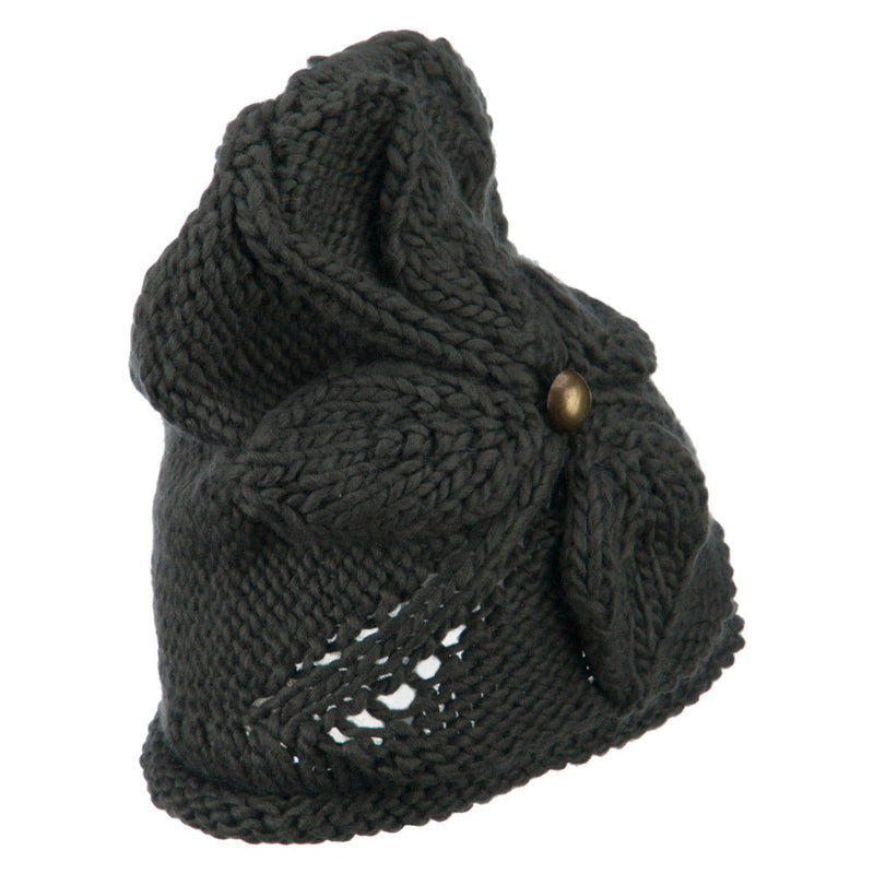 Women's Flower Accent Button Beanie
