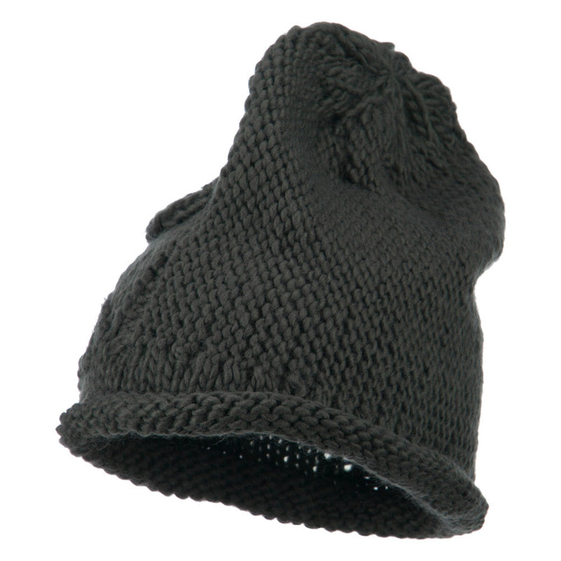 Women's Flower Accent Button Beanie