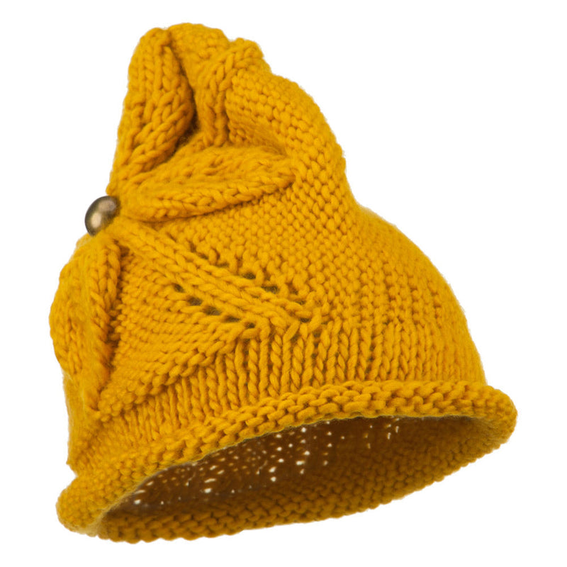 Women's Flower Accent Button Beanie