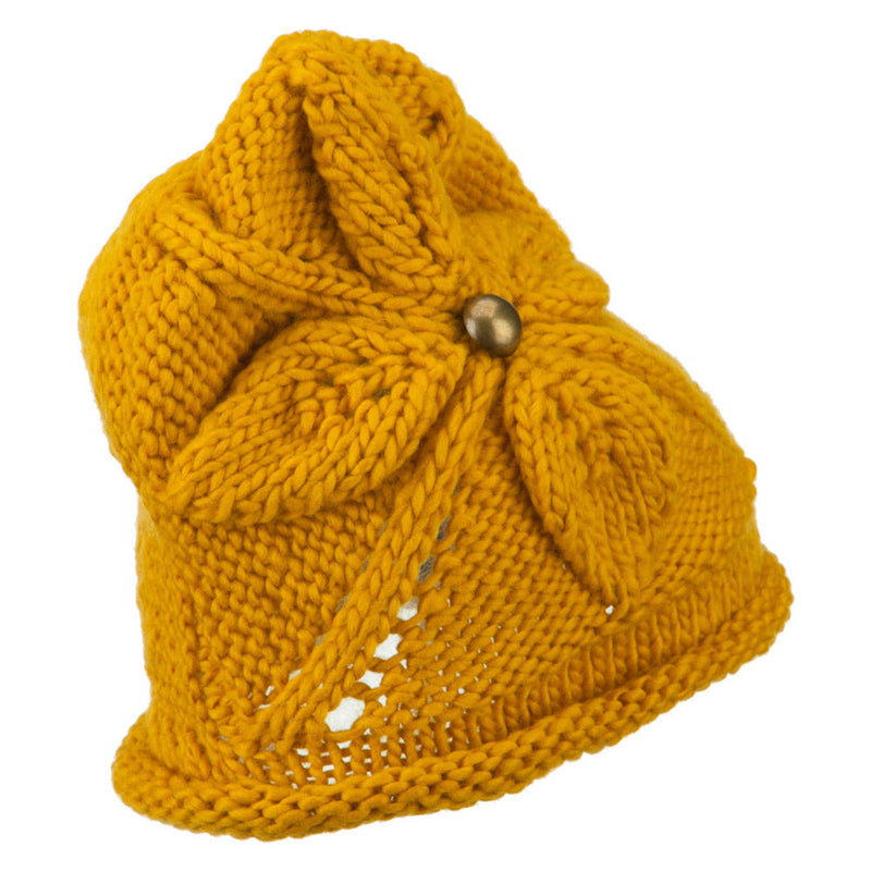 Women's Flower Accent Button Beanie