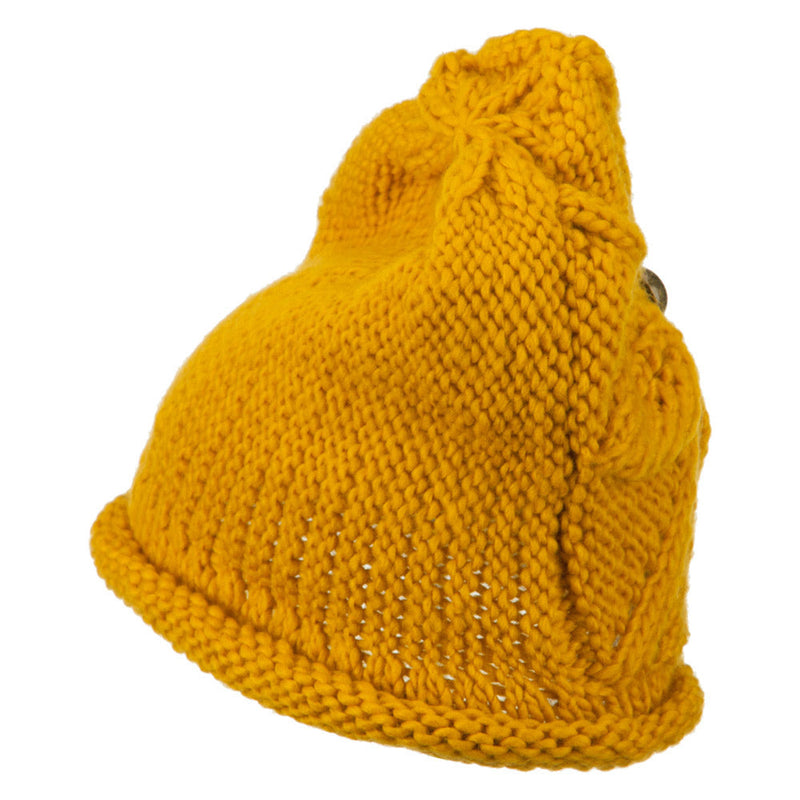 Women's Flower Accent Button Beanie