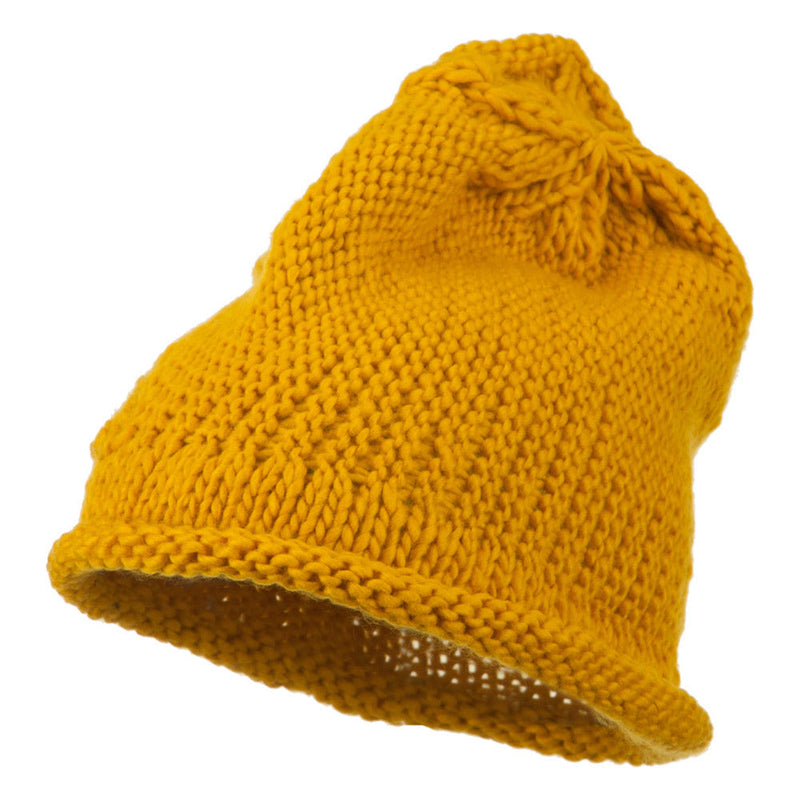 Women's Flower Accent Button Beanie