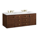 James Martin Amberly 60" Dual Mount Double Bathroom Vanity, Mid-Century Walnut