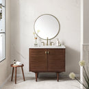 James Martin Amberly 36" Dual Mount Single Bathroom Vanity, Mid-Century Walnut
