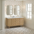James Martin Laurent 60" Dual Mount Double Bathroom Vanity, Light Natural Oak