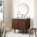 James Martin Amberly 36" Dual Mount Single Bathroom Vanity, Mid-Century Walnut