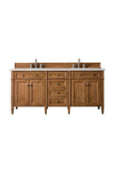 James Martin Brittany 72" Double Bathroom Vanity, Saddle Brown