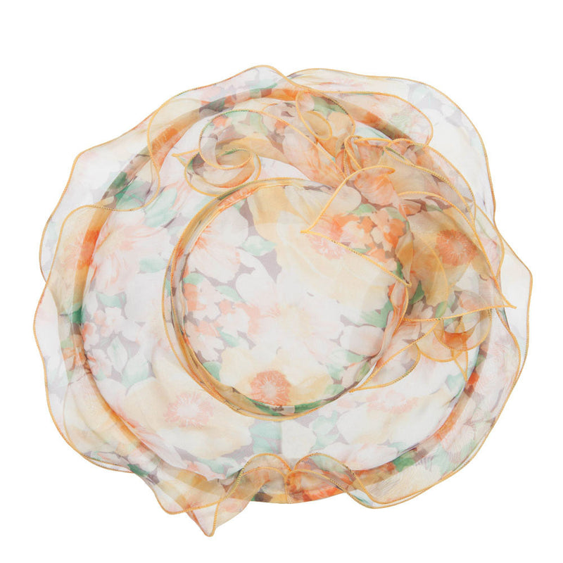 Flower Printed Ruffled Organza Hat