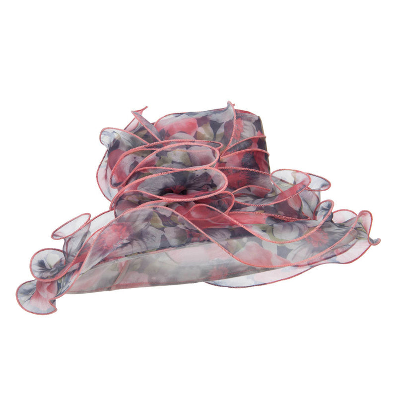 Flower Printed Ruffled Organza Hat