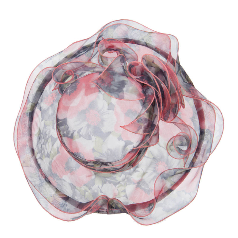 Flower Printed Ruffled Organza Hat