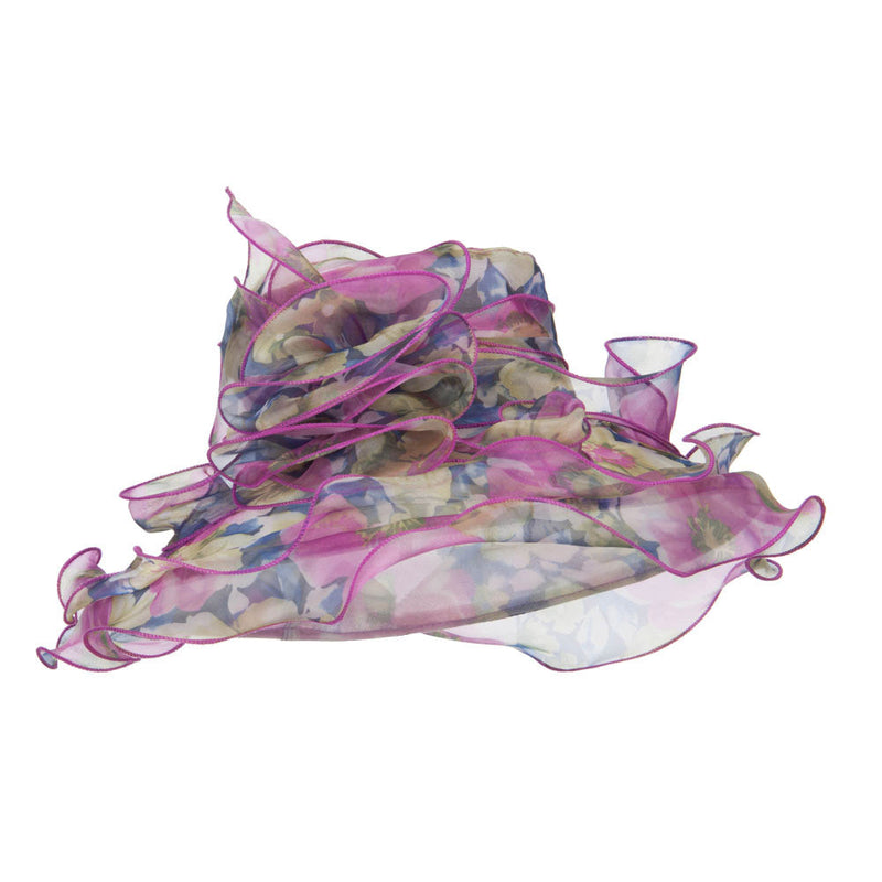 Flower Printed Ruffled Organza Hat