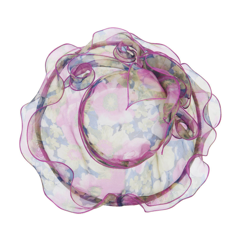 Flower Printed Ruffled Organza Hat