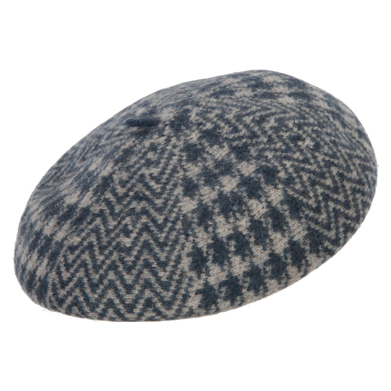 Women's Wool Zig Zag Herringbone Two Tone Pattern Beret Hat