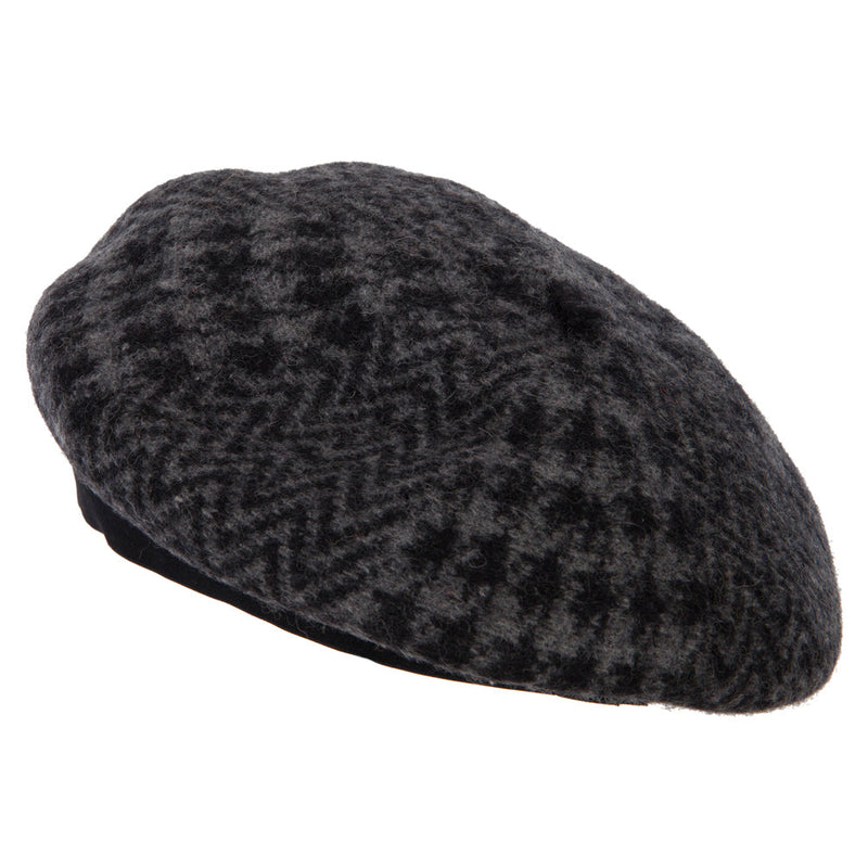 Women's Wool Zig Zag Herringbone Two Tone Pattern Beret Hat