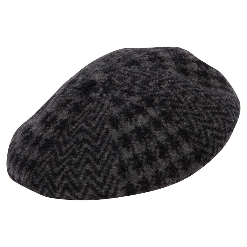 Women's Wool Zig Zag Herringbone Two Tone Pattern Beret Hat
