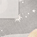 Kids Rug Nino Space with pastel colored Planets and Stars in Grey