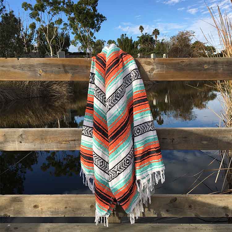 Mint & Orange Mexican Falsa Yoga Blanket