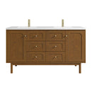 James Martin Laurent 60" Dual Mount Double Bathroom Vanity, Honey Oak