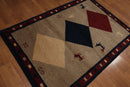 4' x 6' Hand knotted 100% wool Traditional Gaabbeh full Pile area rug Camel