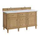 James Martin Lorelai 60" Double Bathroom Vanity, Light Natural Oak