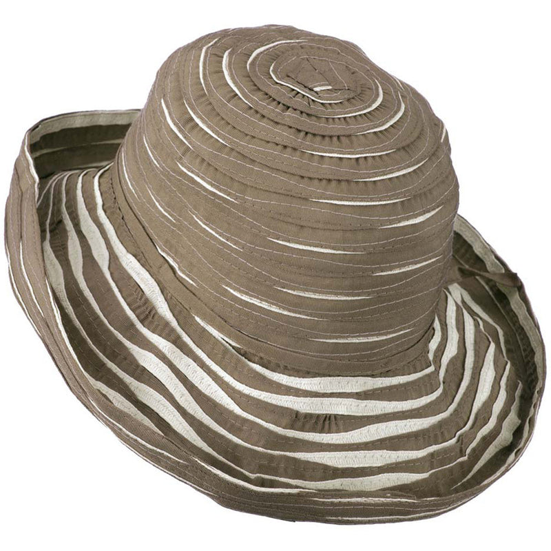 Women's Hat with Offset Spiral Sewn Ribbon