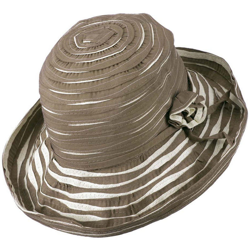 Women's Hat with Offset Spiral Sewn Ribbon
