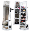 Lockable 360° Swivel Jewelry Cabinet with Full-Length Mirror LED Lights by LJGDeals
