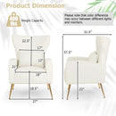 Velvet Upholstered Wingback Chair with Lumbar Pillow and Golden Metal Legs by LJGDeals