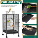 GobekUsa 31" Wheeled Open Top Bird Cage for Parrots