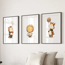 Woodland Jungle Set of 3 Prints. Lion, Giraffe, Tiger Art by Wall Art Set