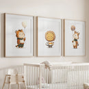 Woodland Jungle Set of 3 Prints. Lion, Giraffe, Tiger Art by Wall Art Set