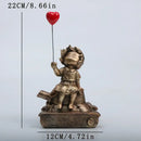Whimsical balloon girl tank resin statues living room decor by Decorbites
