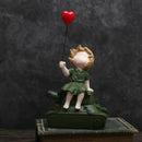 Whimsical balloon girl tank resin statues living room decor by Decorbites