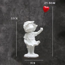 Whimsical balloon girl tank resin statues living room decor by Decorbites