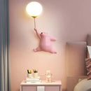 GobekUsa Blue Bear 3D Moon Wall Lamp for Children's Bedroom Interior Lighting