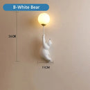GobekUsa Blue Bear 3D Moon Wall Lamp for Children's Bedroom Interior Lighting