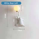 GobekUsa Blue Bear 3D Moon Wall Lamp for Children's Bedroom Interior Lighting