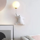 GobekUsa Blue Bear 3D Moon Wall Lamp for Children's Bedroom Interior Lighting