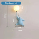 GobekUsa Blue Pink Bear Wall Lamp for Kids Bedroom, 3D Moon Lighting, G9 Bulb