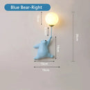 GobekUsa Blue Pink Bear Wall Lamp for Kids Bedroom, 3D Moon Lighting, G9 Bulb