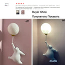 GobekUsa Blue Pink Bear Wall Lamp for Kids Bedroom, 3D Moon Lighting, G9 Bulb