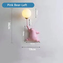 GobekUsa Blue Pink Bear Wall Lamp for Kids Bedroom, 3D Moon Lighting, G9 Bulb